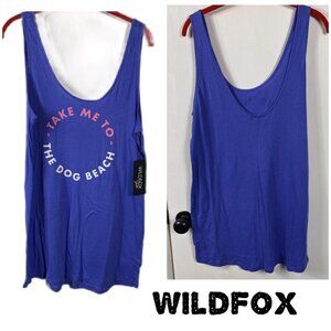 Wildfox swim “take me to the dog beach” Baja blue tank dress size M